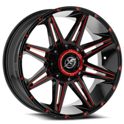 XF-220 - 8x165.1/8x180, Gloss Black & Red Milled, -44, 22, 8, 12