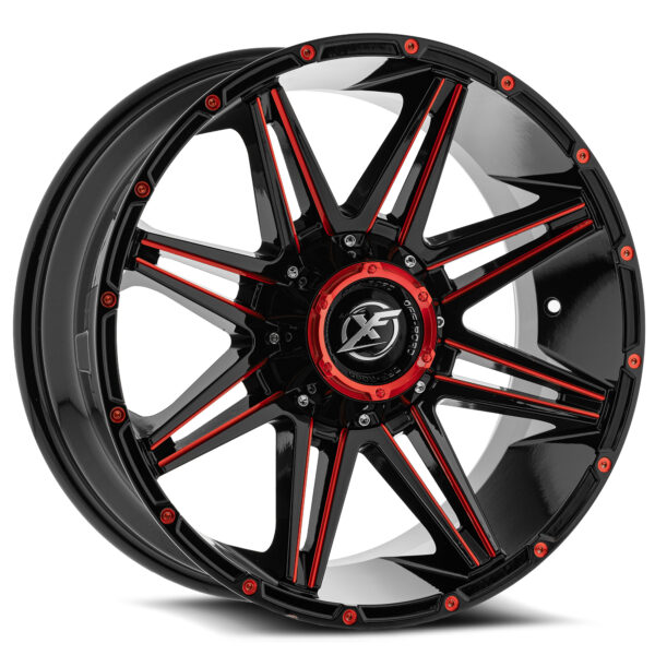 XF-220 - 8x165.1/8x180, Gloss Black & Red Milled, -44, 22, 8, 12