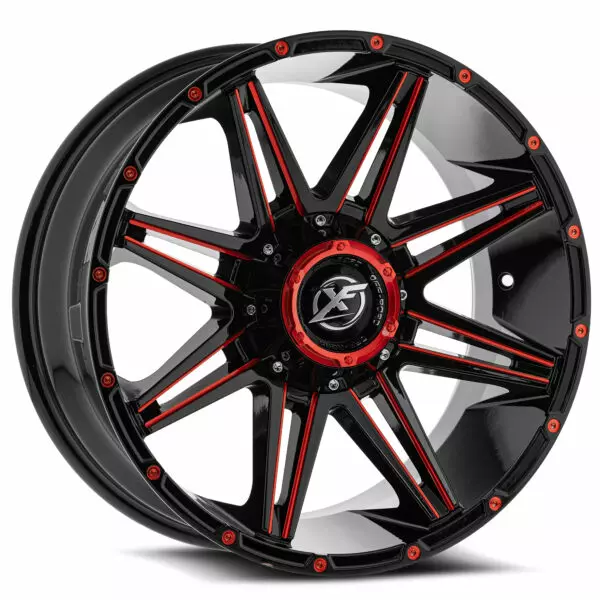 XF-220 - 8x165.1/8x180, Gloss Black & Red Milled, -44, 22, 8, 12