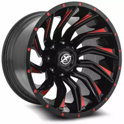 XF-224 - 8x165.1/8x180, Gloss Black & Red Milled, -44, 22, 8, 12