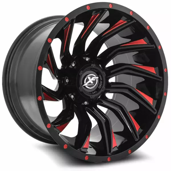XF-224 - 8x165.1/8x180, Gloss Black & Red Milled, -44, 22, 8, 12