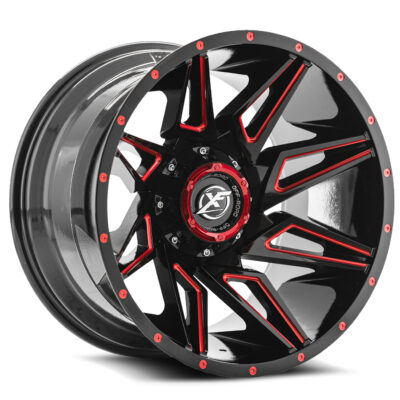XF-218 - 5x127/5x139.7, Gloss Black & Red Milled, -44, 20, 5, 12