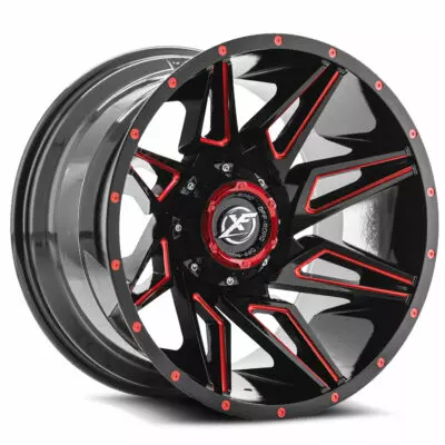 XF-218 - 5x127/5x139.7, Gloss Black & Red Milled, -44, 20, 5, 12