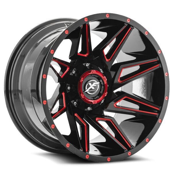 XF-218 - 5x127/5x139.7, Gloss Black & Red Milled, -44, 20, 5, 12