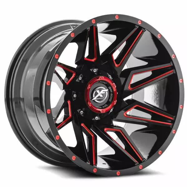 XF-218 - 5x127/5x139.7, Gloss Black & Red Milled, -44, 20, 5, 12