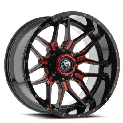 XF-222 - 8x165.1/8x180, Gloss Black & Red Milled, -44, 22, 8, 12