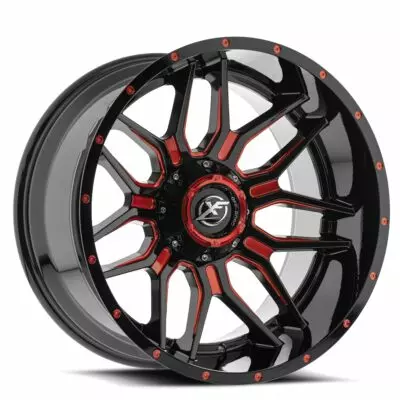 XF-222 - 8x165.1/8x180, Gloss Black & Red Milled, -44, 22, 8, 12