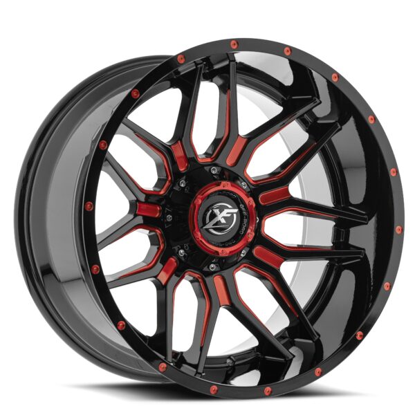 XF-222 - 8x165.1/8x180, Gloss Black & Red Milled, -44, 22, 8, 12