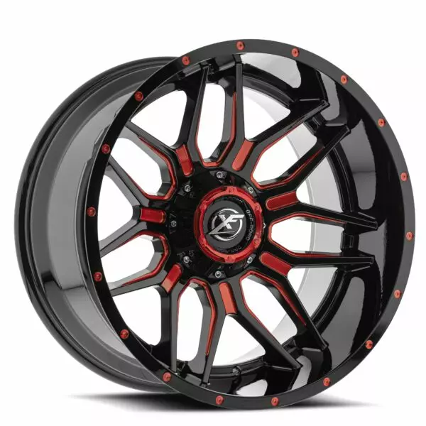 XF-222 - 8x165.1/8x180, Gloss Black & Red Milled, -44, 22, 8, 12